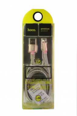 USB-кабель для iPhone 5/6/7 Hoco U5, металлический, розовое золото