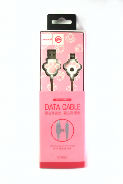 USB-кабель Lightning Joyroom S-M125 "Кошачья лапка", тканевая обмотка, бело-розовый