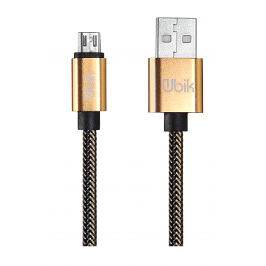 Кабель micro USB Ubik UM01, carbon, золотой