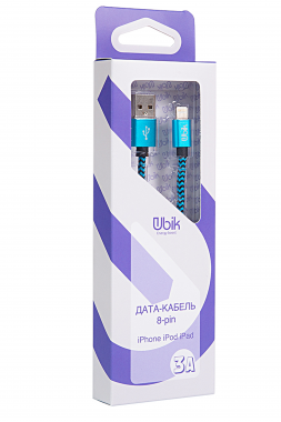 Кабель micro USB Ubik UM03, нейлоновая обмотка, синий