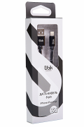 Кабель Lightning для iPhone Ubik UL09, нейлоновая обмотка,  черный