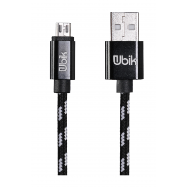Кабель micro USB Ubik UM07, нейлоновая обмотка, черный