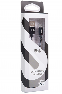Кабель micro USB Ubik UM07, нейлоновая обмотка, черный