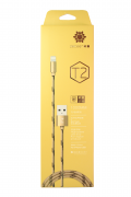 Кабель для iPad/iPhone 5/6 Zeceen Т2, в тканевой обмотке золотой,1 м