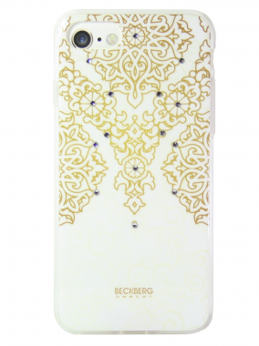 Чехол-накладка Beckberg Exotic series для iPhone 7 белый с золотым узором