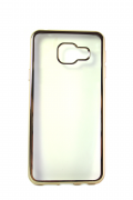 Прозрачная силиконовая накладка с золотым бампером для Samsung A3 2016 (A310)