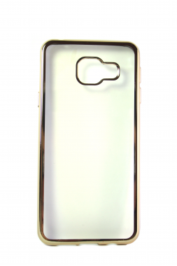Прозрачный силиконовый чехол с золотым бампером для Samsung A3 2016 (A310)