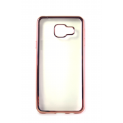 Прозрачный силиконовый чехол с розовым бампером для Samsung A3 2016 (A310)