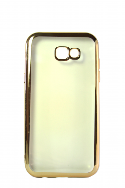 Прозрачный силиконовый чехол с золотым бампером для Samsung A5 2017 (A520)