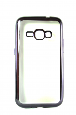 Прозрачный силиконовый чехол с черным бампером для Samsung J1 2016 (J120)