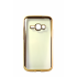 Прозрачный силиконовый чехол с золотым бампером для Samsung J1 2016 (J120)