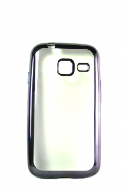 Прозрачный силиконовый чехол с черным бампером для Samsung J1 mini (J105)