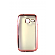Прозрачный силиконовый чехол с розовым бампером для Samsung J1 mini (J105)