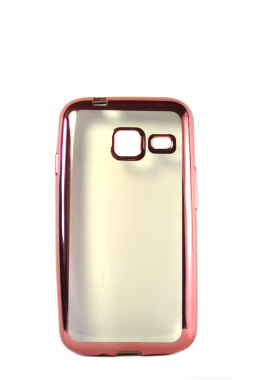 Прозрачный силиконовый чехол с розовым бампером для Samsung J1 mini (J105)