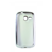 Прозрачный силиконовый чехол с серебряным бампером для Samsung J1 mini (J105)