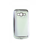 Прозрачный силиконовый чехол с серебряным бампером для Samsung J1 mini Prime (J106)
