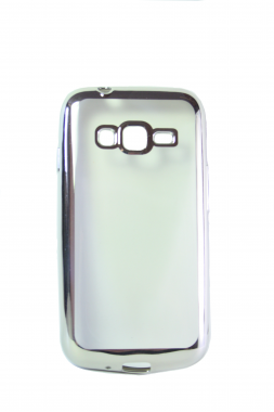 Прозрачный силиконовый чехол с серебряным бампером для Samsung J1 mini Prime (J106)