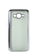 Прозрачный силиконовый чехол с серебряным бампером для Samsung J3 2016