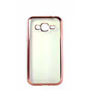 Прозрачный силиконовый чехол с розовым бампером для Samsung J3 2016