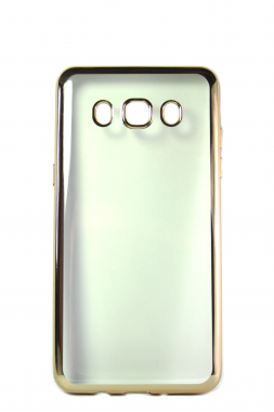 Прозрачный силиконовый чехол с золотым бампером для Samsung J5 2016
