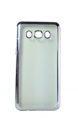 Прозрачный силиконовый чехол с серебряным бампером для Samsung J5 2016