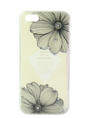 Силиконовая накладка Colorful life для iPhone 5/5s Черные цветы
