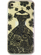 Силиконовый чехол Face idea для iPhone 7 Черное кружевное платье