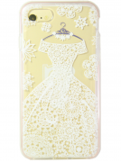 Силиконовый чехол Face idea для iPhone 7 Белое кружевное платье
