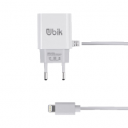 Сетевое зарядное устройство Ubik UHS22L с встроенным кабелем Lightning (2100 mA + 2 USB), цвет белый