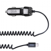 Автомобильное зарядное устройство Ubik UCS12M с кабелем micro USB (2.1A + 1 USB), цвет черный