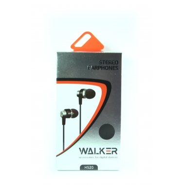 Наушники Walker H520 гарнитура черные (с микрофоном и кнопкой ответа) матерчатый провод, угловой разъем