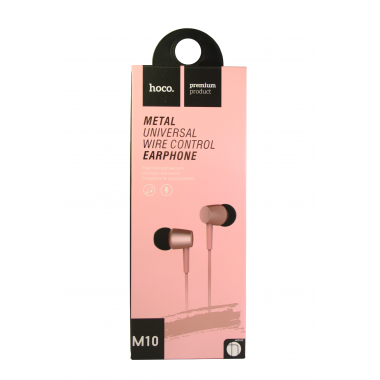 Наушники Hoco M10 вставные (затычки) с микрофоном, розовый