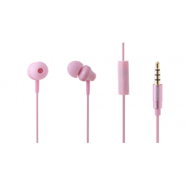Наушники Remax RM-501 вставные (затычки) с микрофоном, цвет розовый