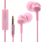 Наушники Remax RM-501 вставные (затычки) с микрофоном, цвет розовый