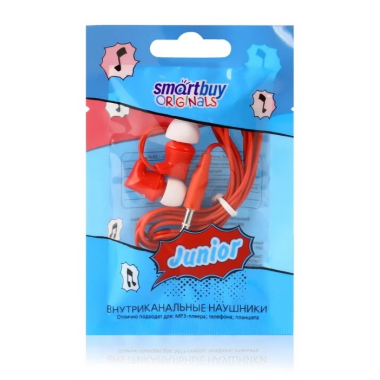 Наушники SmartBuy Junior вставные (затычки), цвет красный