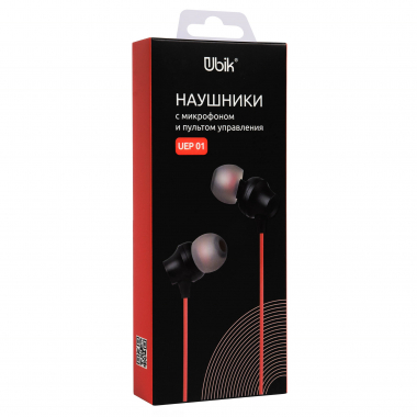 Наушники Ubik UEP 01 вакуумные с микрофоном, цвет черный