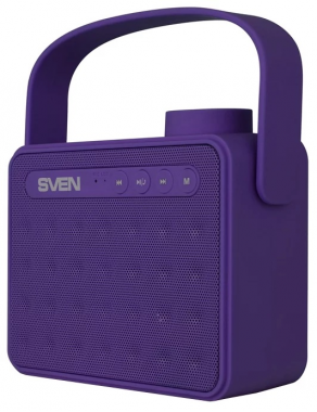 Портативная акустика Sven PS-72, 1.0, FM-тюнер, USB, microSD, Bluetooth, фиолетовая с ручкой