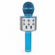 Микрофон караоке беспроводной WS-858, цвет голубой