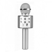 Микрофон караоке беспроводной WS-858, цвет серебряный