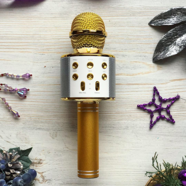 Беспроводной Bluetooth караоке микрофон WSTER WS-858, цвет золотой