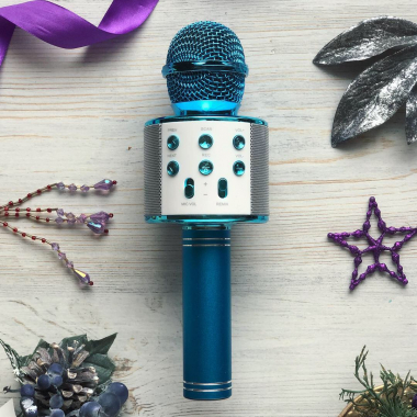 Беспроводной Bluetooth караоке микрофон WSTER WS-858 голубой
