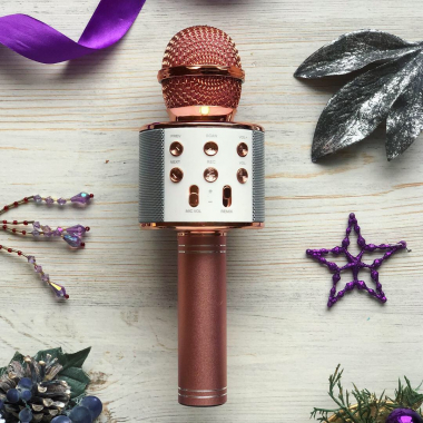 Беспроводной Bluetooth караоке микрофон WSTER WS-858 цвет розовое золото